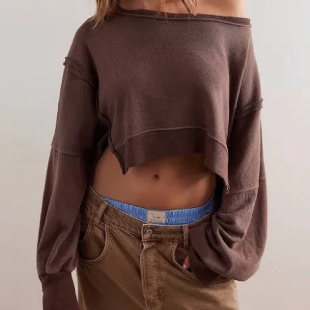 We The Free Cropped Scoop-Neck Sweater in Plum